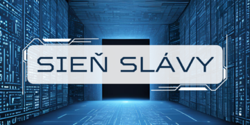 Banner s nápisom Sieň slávy vo virtuálnom prostredí vytvorenom z čísiel