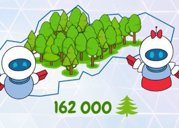 Roboti ukazujú na mapu s .sk stromčekami