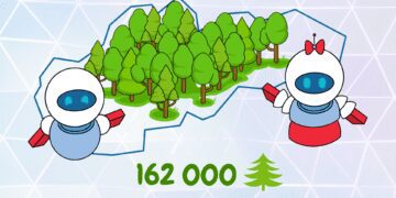 Roboti ukazujú na mapu s .sk stromčekami